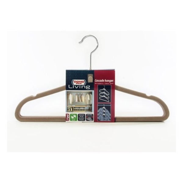 DOMOPAK LIVING SET 3 APPENDIABITI CON GANCIO VELLUTO ANTISCIVOLO CM.42 BEIGE