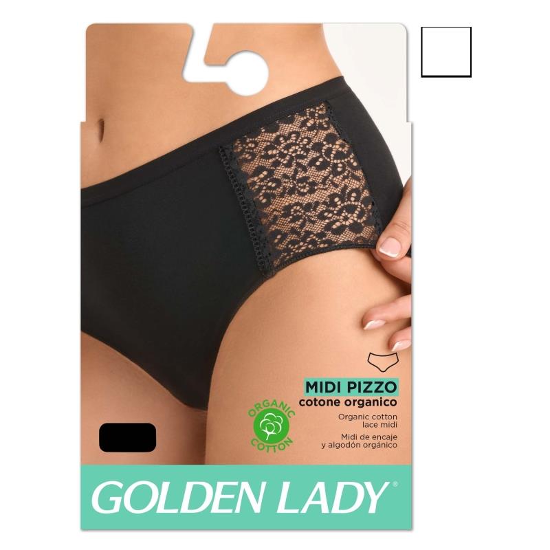 GOLDEN LADY SLIP MIDI PIZZO COTONE 2-S NERO