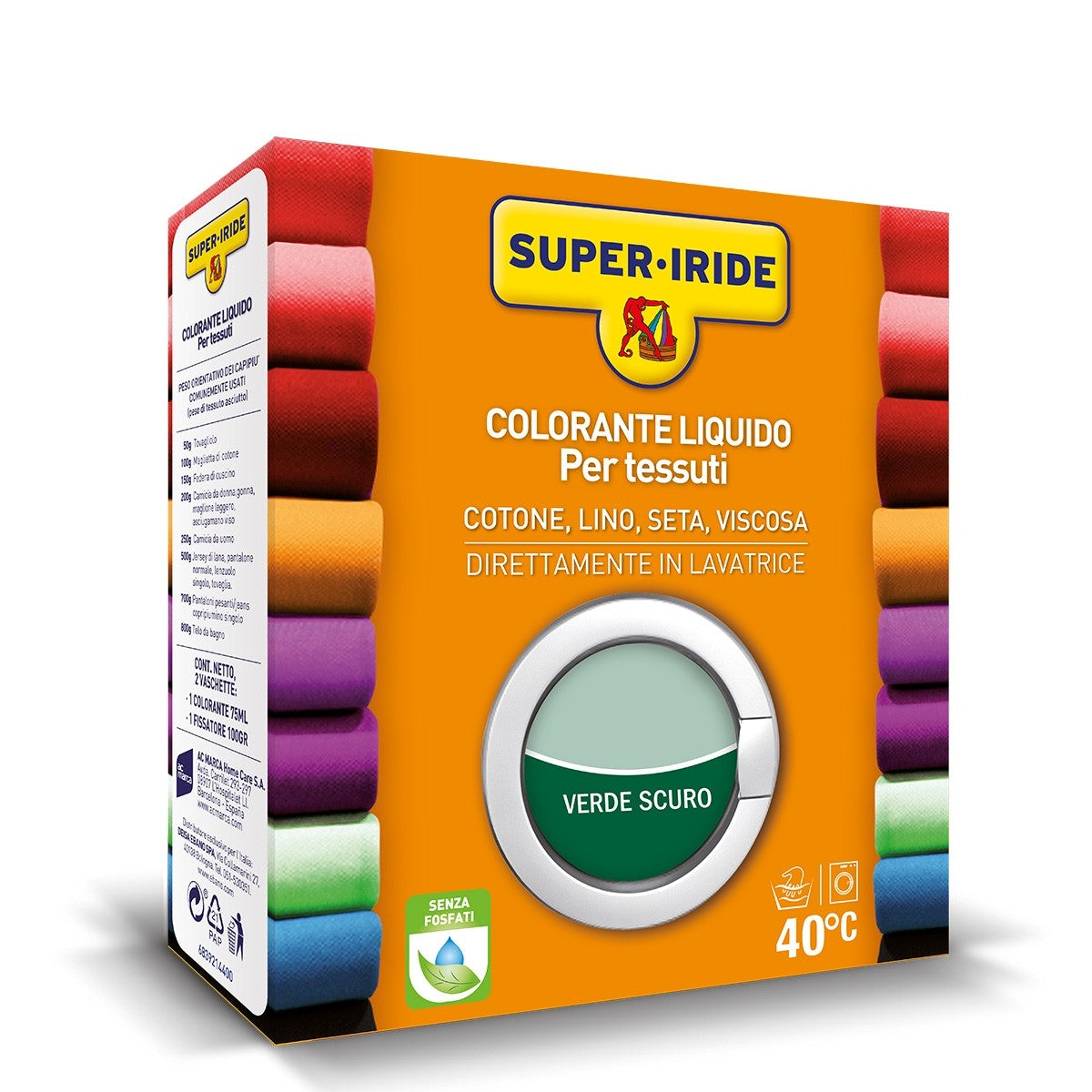 SUPER-IRIDE COLORANTE LIQUIDO PER TESSUTI 75ML+100G FISSATORE VERDE SCURO