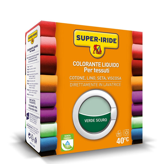 SUPER-IRIDE COLORANTE LIQUIDO PER TESSUTI 75ML+100G FISSATORE VERDE SCURO