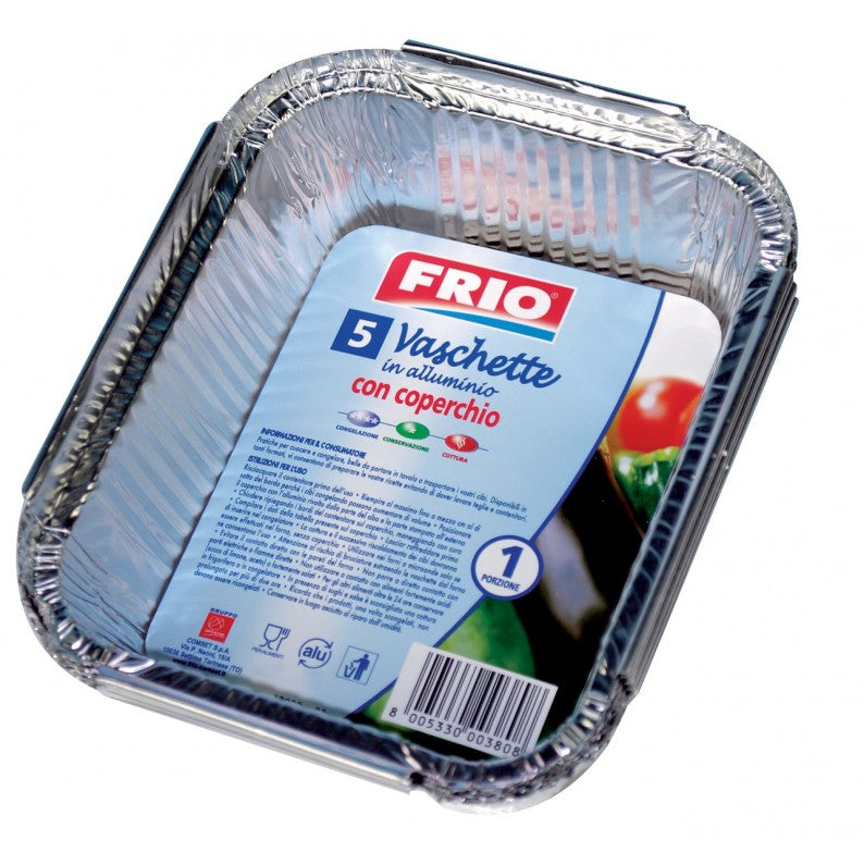 FRIO VASCHETTE ALLUMINIO CON COPERCHIO 1 PORZIONE 5PZ