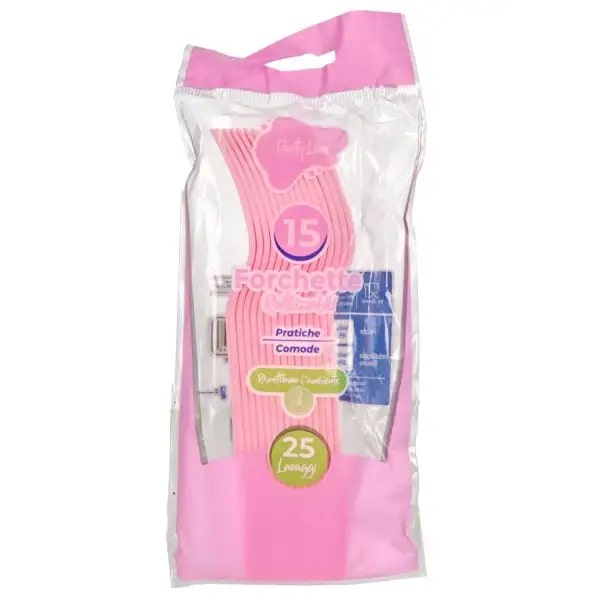 PARTY LINE 15 FORCHETTE RIUTILIZZABILI ROSA