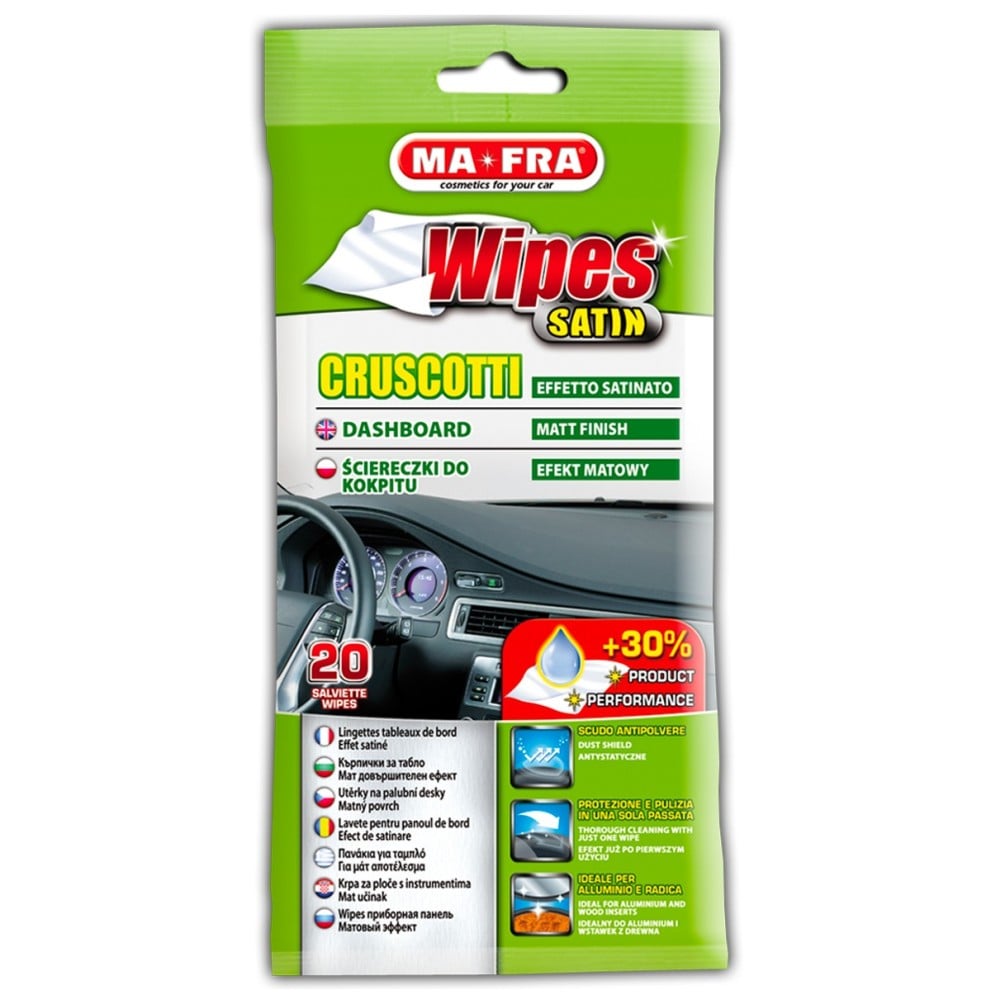 MAFRA WIPES SATIN CRUSCOTTI EFFETTO SATINATO SALVIETTE 20PZ GREEN