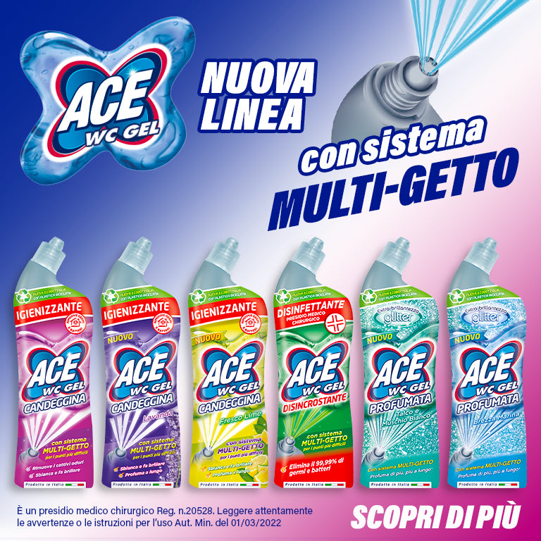 ACE WC GEL PROFUMATA 700ML GLITTER BREZZA MARINA - TALCO E MUSCHIO BIANCO