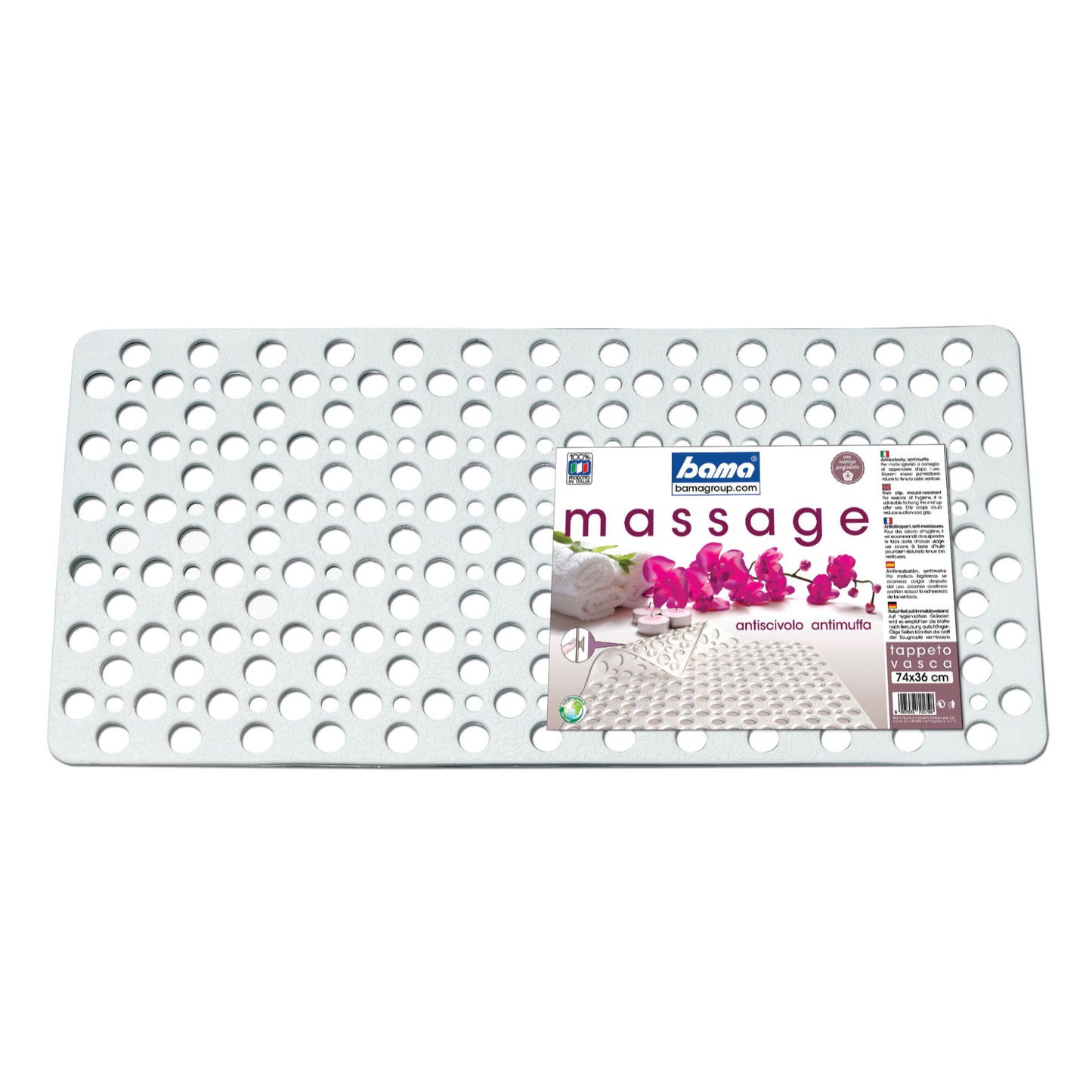 BAMA MASSAGE TAPPETO VASCA ANTISCIVOLO CM.74X36 BIANCO