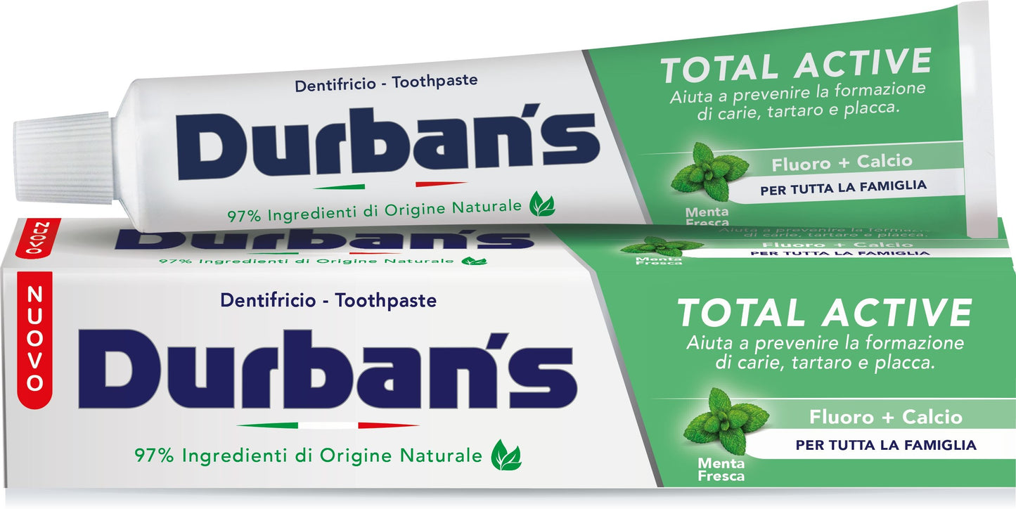 DURBAN'S DENTIFRICIO 75ML TOTAL ACTIVE FLUORO+CALCIO MENTA FRESCA