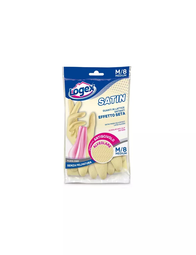 LOGEX SATIN GUANTI IN LATTICE SATINATI EFFETTO SETA M/8 MEDIUM