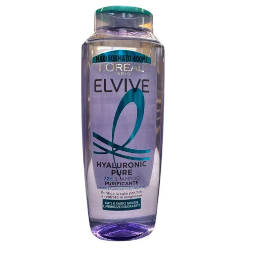 L'OREAL ELVIVE SHAMPOO 400ML HYDRA HYALURONIC PURE CUTE E RADICI GRASSE LUNGHEZZE DISIDRATATE