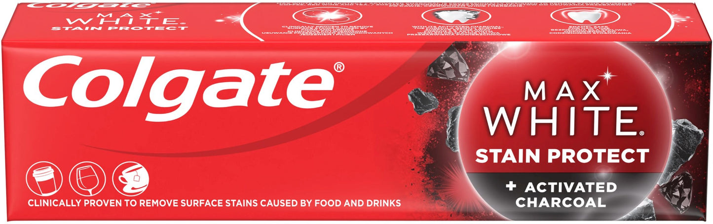 COLGATE DENTIFRICIO 75ML MAX WHITE STAIN PROTECT + ACTIVATED CHARCOAL