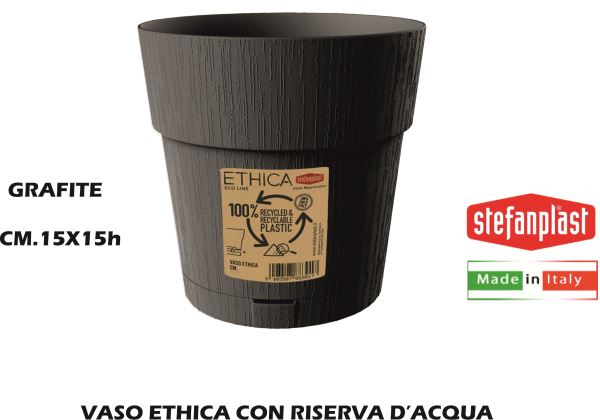 STEFANPLAST VASO ETHICA CM.15 GRAFITE CON RISERVA ACQUA
