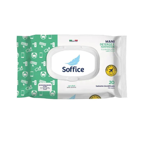 SOFFICE MANI DETERGE E IGIENIZZA SALVIETTE POP-UP 20PZ CON ALCOL