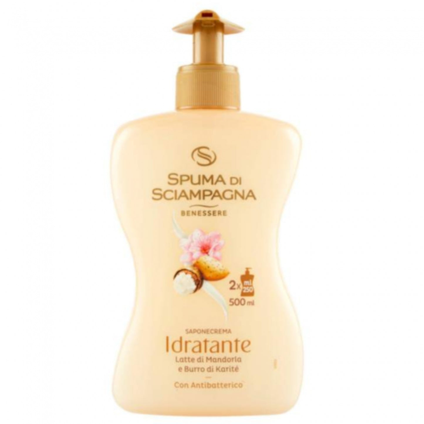 SPUMA DI SCIAMPAGNA SAPONE CREMA LIQUIDO 500ML MANDORLA CON ANTIBATTERICO PELLE MORBIDA