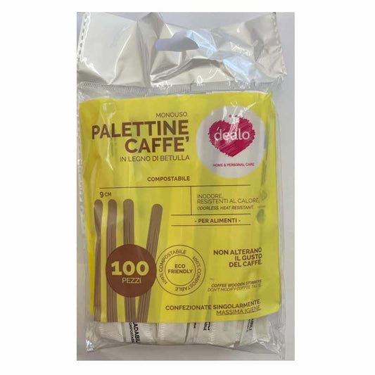 DEALO PALETTINE CAFFE' IN LEGNO MONOUSO CM.9 100PZ