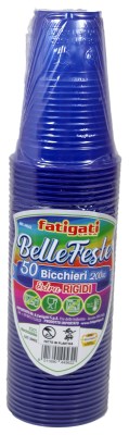 FATIGATI BELLE FESTE BICCHIERI 200CC LAVABILI& RIUTILIZZABILI 50PZ BLUE