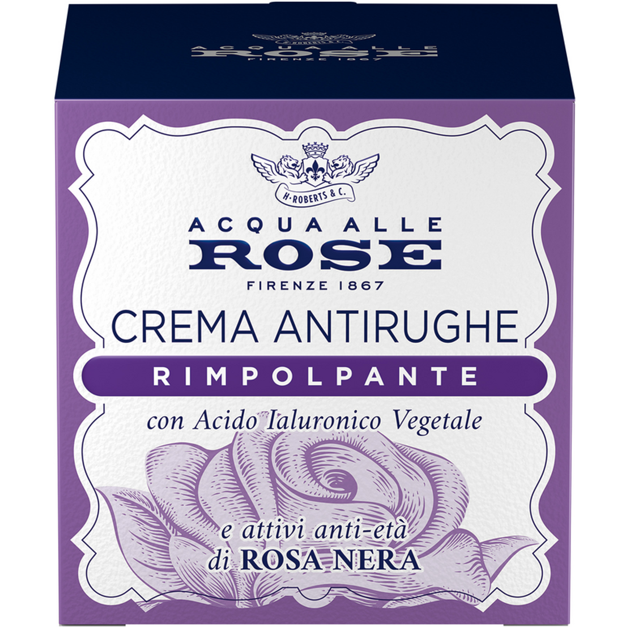 ROBERTS ACQUA ALLE ROSE CREMA VISO ANTIRUGHE 50ML RIMPOLPANTE ACIDO IALURONICO VEGETALE E ATTIVI ANTI-ETA' DI ROSA NERA