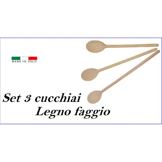 CUCCHIAIO LEGNO DI FAGGIO SET 3 PEZZI CM.25/30/35