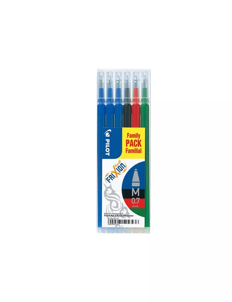 PILOT FRIXION BALL REFILL 0,7 6PZ 3B/1N/1R/1V