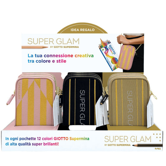 FILA GIOTTO SUPER GLAM POCHETTE CON 12 PASTELLI COLORATI SUPERMINA