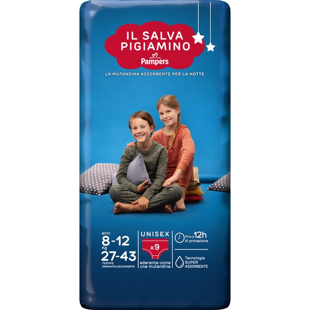 PAMPERS IL SALVA PIGIAMINO 8-12 ANNI 27-43KG UNISEX 9PZ
