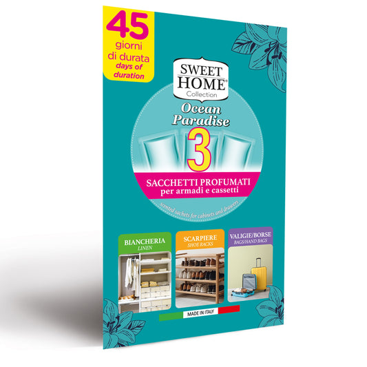 SWEET HOME SACCHETTI PROFUMATI PER ARMADI E CASSETTI 3PZ OCEAN PARADISE