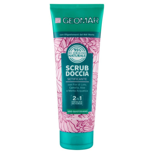 GEOMAR SCRUB DOCCIA 2IN1 250ML SETIFICANTE FIOR DI LOTO,CAMELIA,ALOE E MENTA ACQUATICA