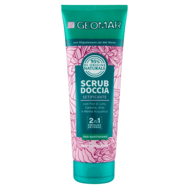 GEOMAR SCRUB DOCCIA 2IN1 250ML SETIFICANTE FIOR DI LOTO,CAMELIA,ALOE E MENTA ACQUATICA