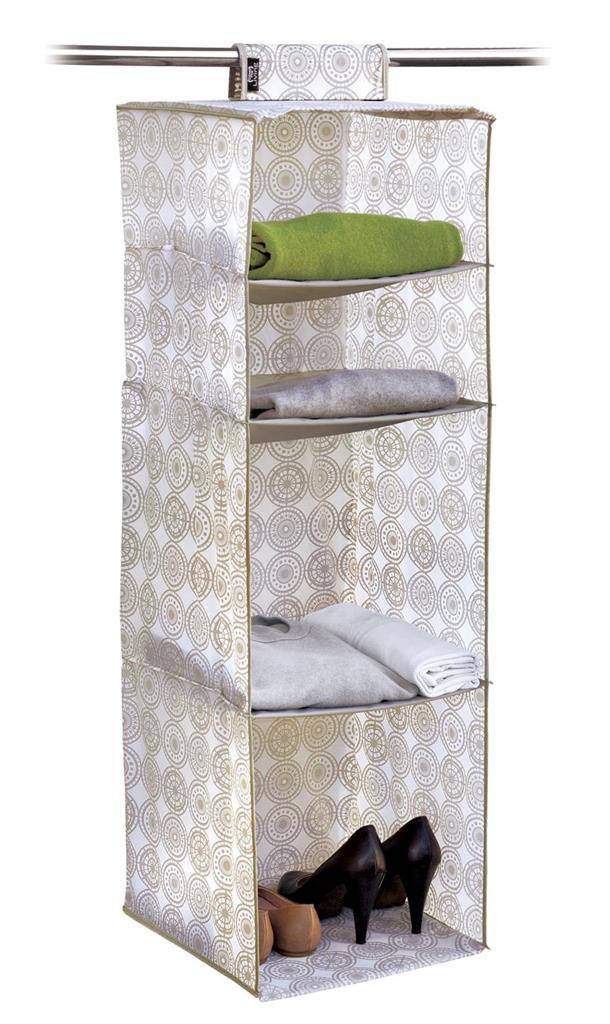 DOMOPAK LIVING ELLA BEIGE PORTATUTTO 4 SCOMPARTI CM.33X33X103 BIANCO/BEIGE