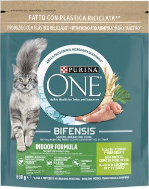 PURINA ONE CROCCANTINI GATTO 800G BIFENSIS INDOOR FORMULA RICCO IN TACCHINO 1 INGREDIENTE