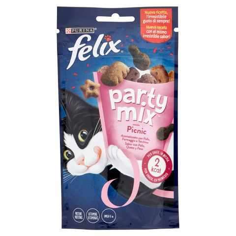 FELIX PARTY MIX SNACKS 60G PICNIC AROMATIZZATO CON POLLO,FORMAGGIO E TACCHINO