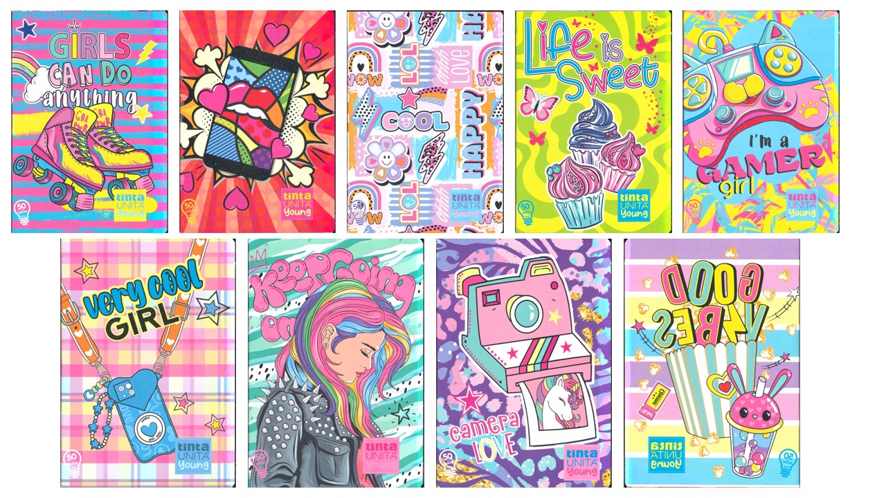 TINTA UNITA MAXI QUADERNONE YOUNG GIRL 100GR 10MM FOGLI 24+1