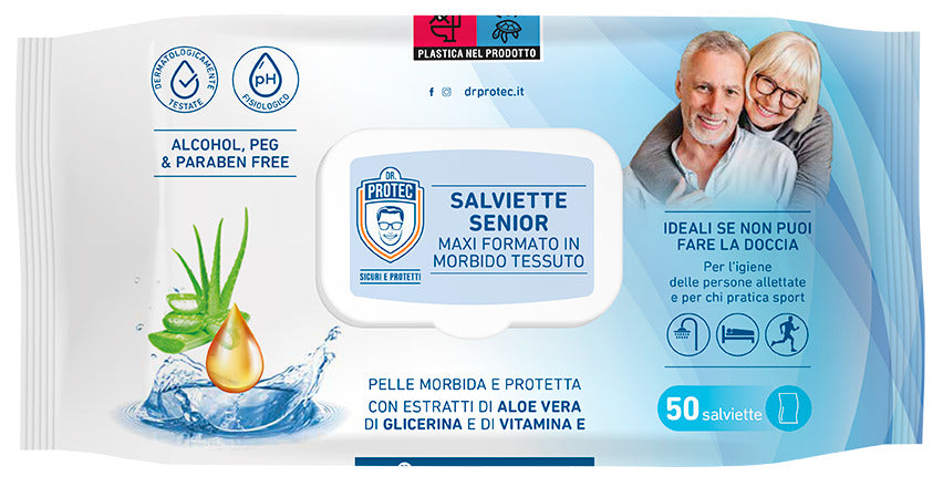 DR. PROTECT SALVIETTE SENIOR MAXI FORMATO IN MORBIDO TESSUTO POP-UP 50PZ