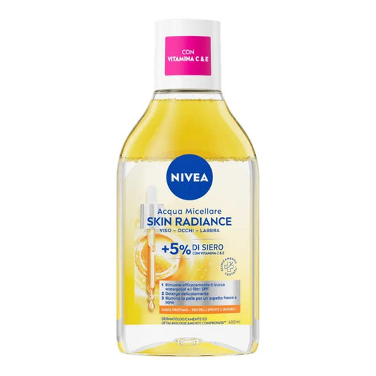 NIVEA ACQUA MICELLARE 400ML SKIN RADIANCE VISO OCCHI LABBRA + 5% DI SIERO CON VITAMINA C & E