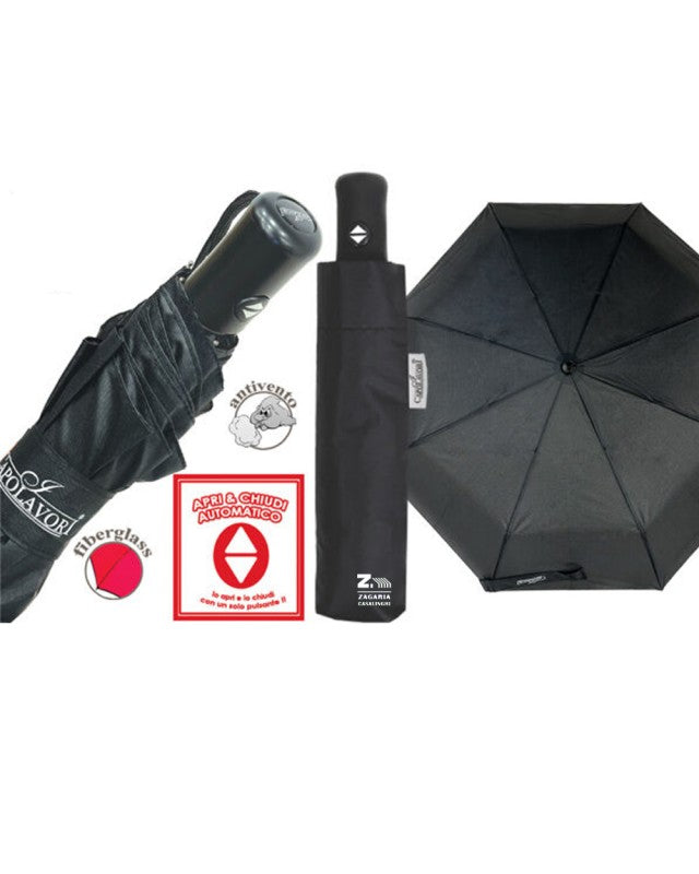 IDEA PIOGGIA I CAPOLAVORI OMBRELLO UOMO MINI APRI E CHIUDI MONOCOLORE NERO