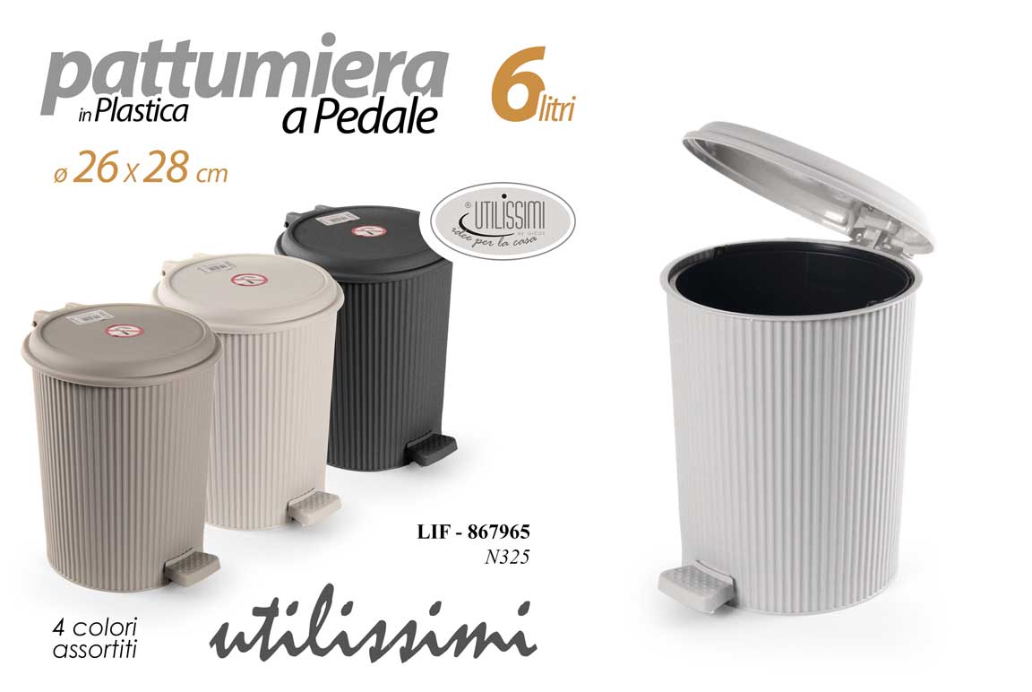GICOS PATTUMIERA A PEDALE IN PLASTICA 11L CM.26X28 COLORI ASSORTITI
