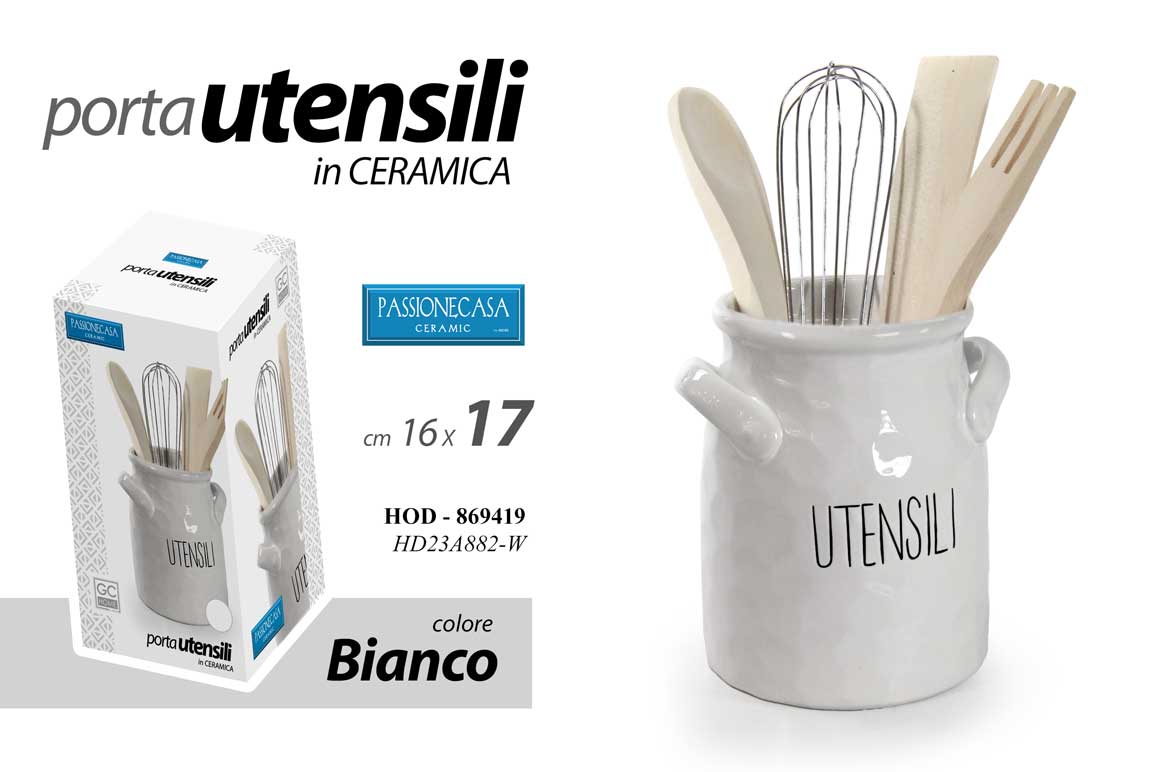 GICOS PORTA UTENSILI IN CERAMICA CM.16X17 BIANCO