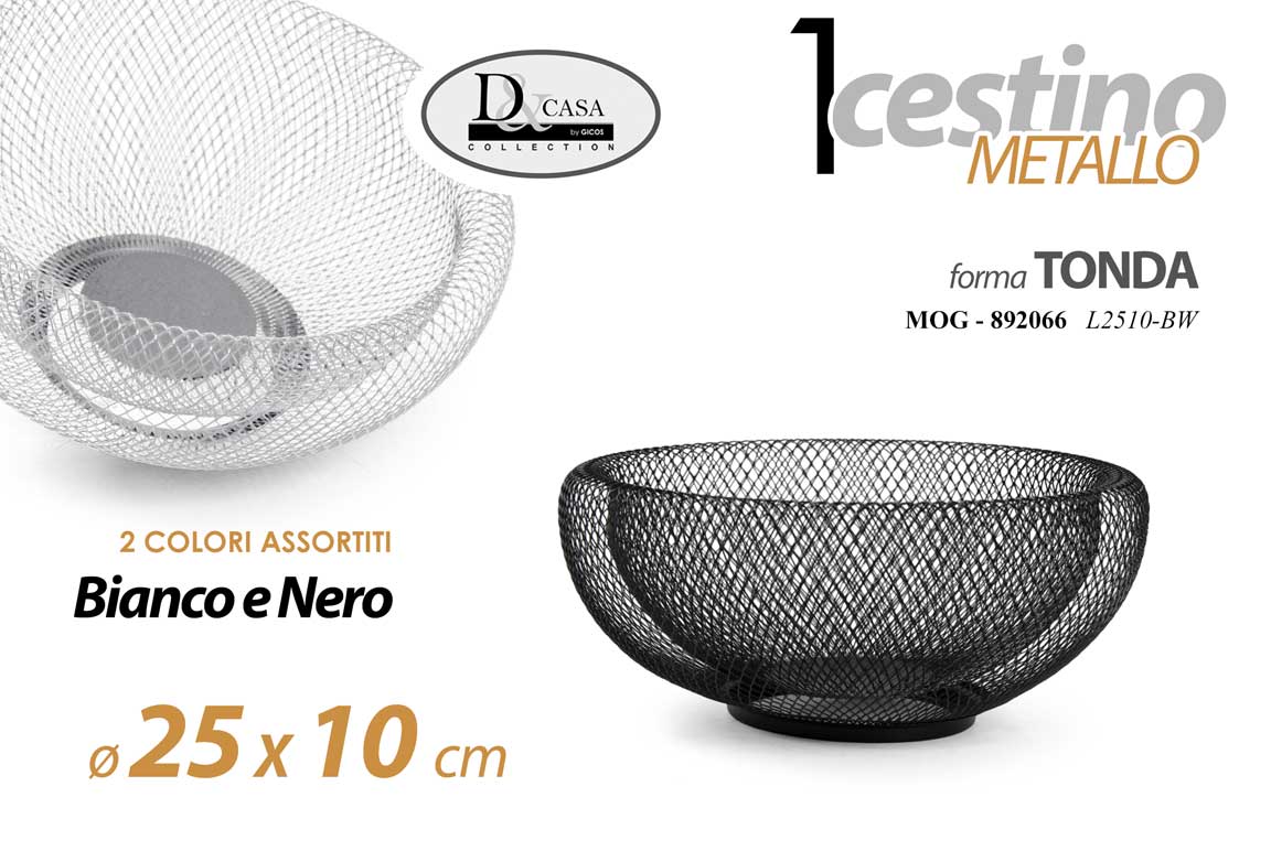 GICOS CESTINO IN FERRO TONDO CM.25X10,5 COLORI ASSORTITI