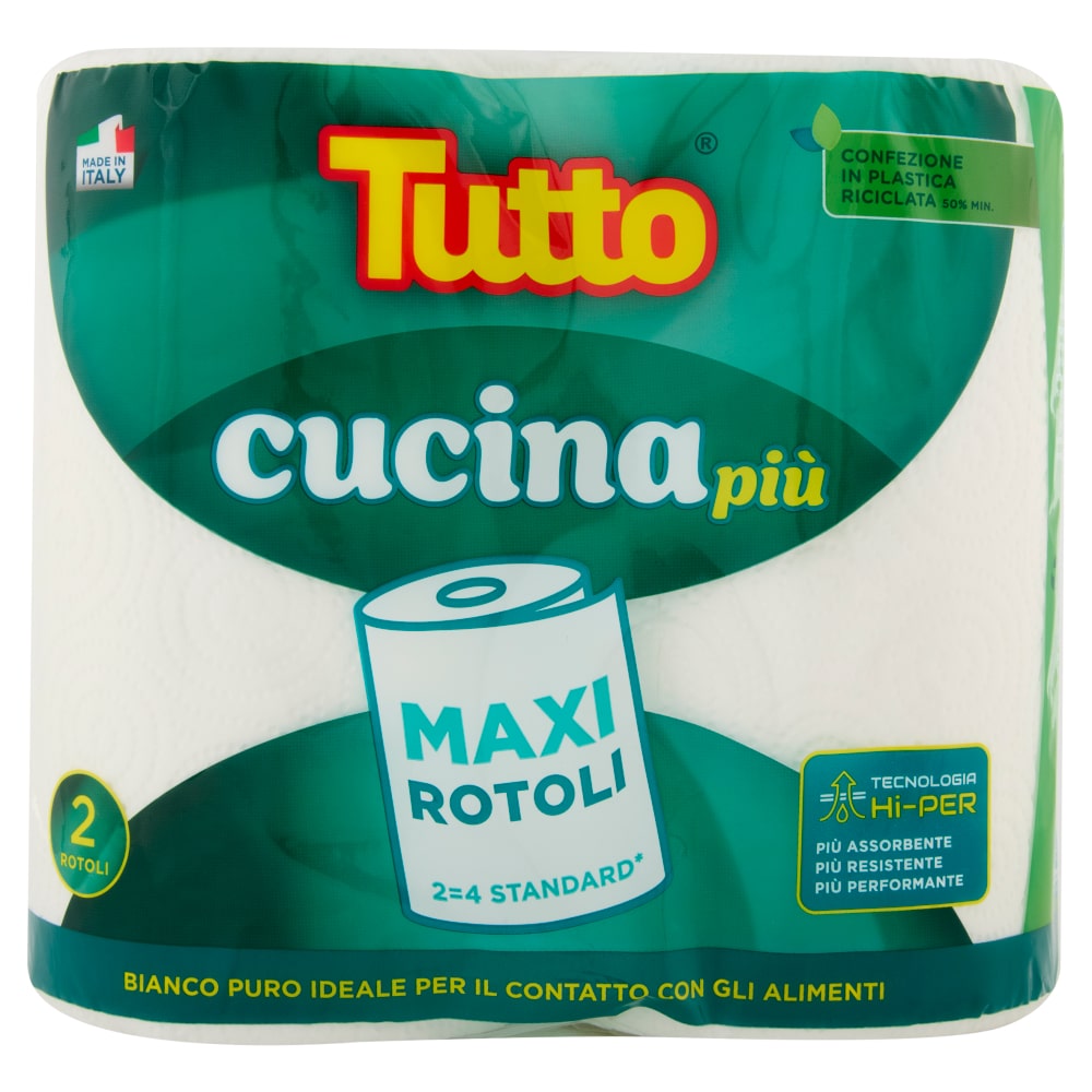 TUTTO CUCINA PIU' ASCIUGATUTTO 2 VELI 200 STRAPPI 2 ROTOLI