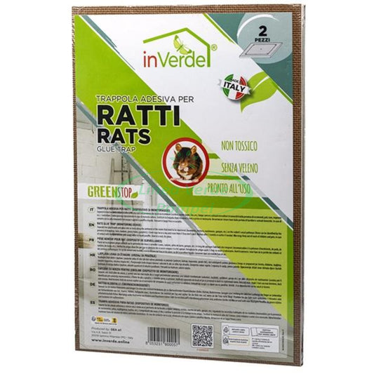 IN VERDE TRAPPOLA ADESIVA PER TOPI MOUSE GREENSTOP CM.19X28 2PZ