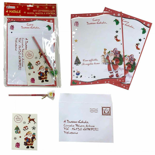 KASAVIVA NATALE SET LETTERINA CON BUSTA,MATITA E STICKER