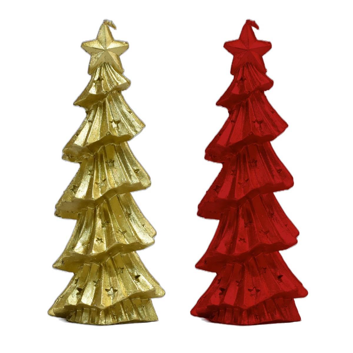 KASAVIVA NATALE CANDELA ALBERO CM.20H ORO/ROSSO ASSORTITA