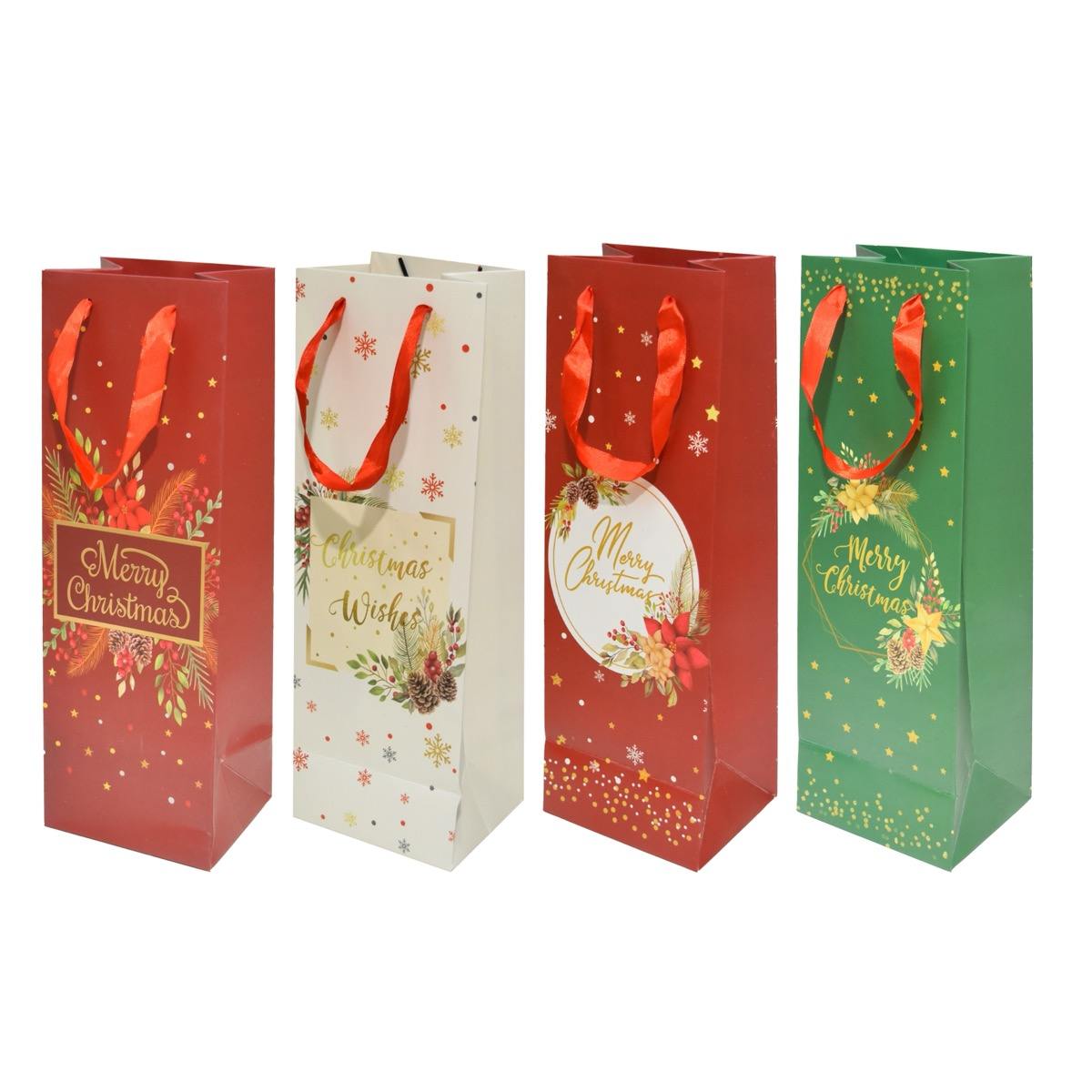 KASAVIVA NATALE BUSTA CARTA BOTTIGLIA CM.12X36X11 NATALE CLASSIC ASSORTITA