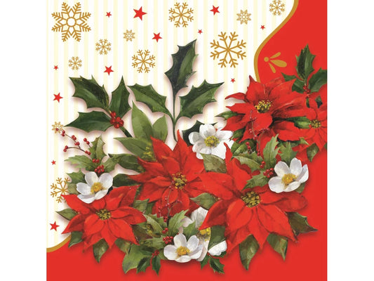 BIBO 20 TOVAGLIOLI IN OVATTA 2 VELI 33X33 STELLE DI NATALE