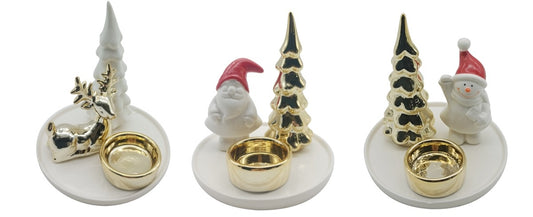 KASAVIVA NATALE PORTACANDELA XMAS GOLD CM.13 ASSORTITO