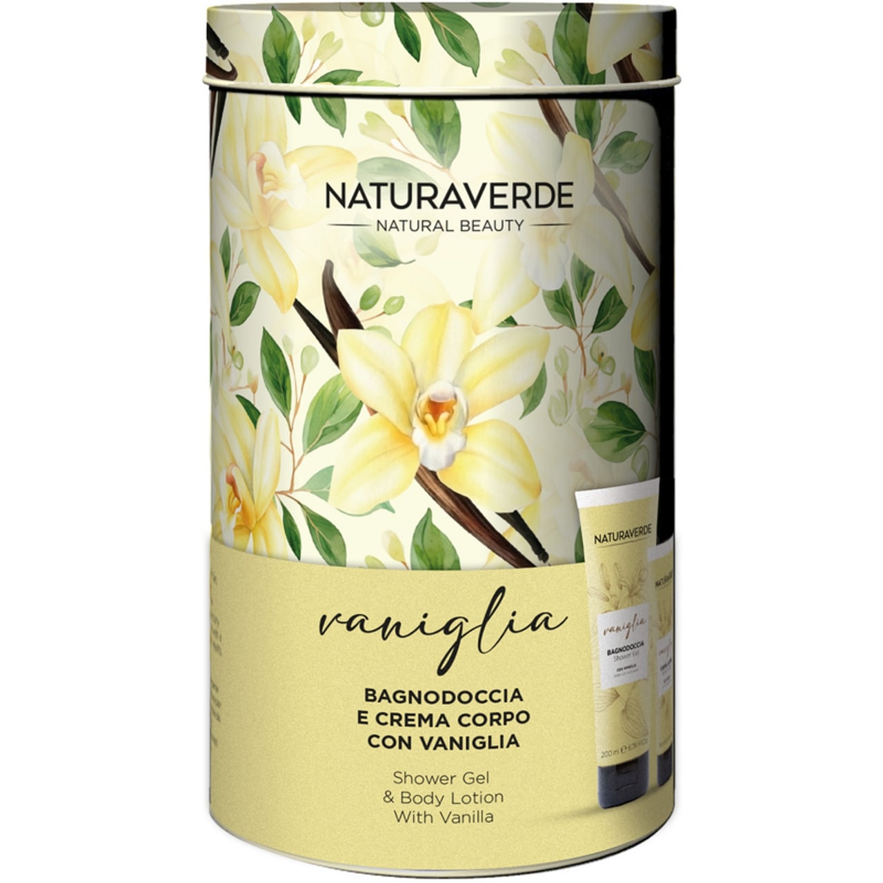 NATURAVERDE NATURAL BEAUTY CONFEZIONE VANIGLIA BAGNODOCCIA 200ML E CREMA CORPO 100ML CON IRIS