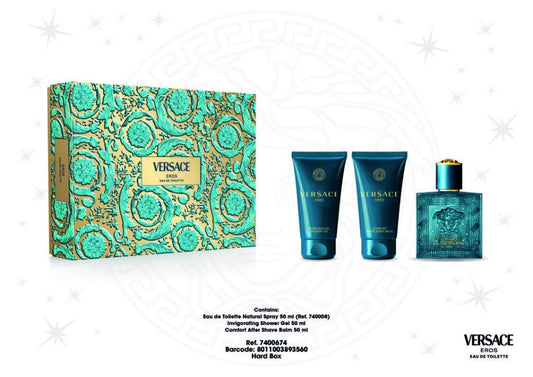 VERSACE EROS CONFEZIONE EDT 50ML + SHOWER GEL 50ML + AFTER SHAVE BALM 50ML