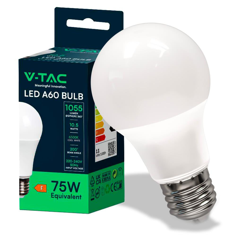 V-TAC LED A60 BULB E27 10,5W=75 6500K