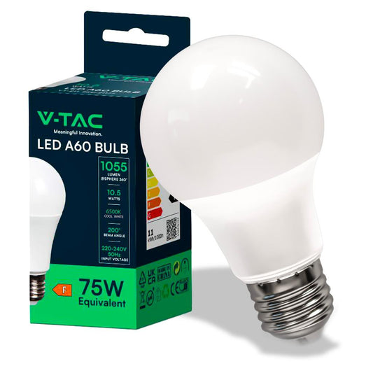 V-TAC LED A60 BULB E27 10,5W=75 6500K