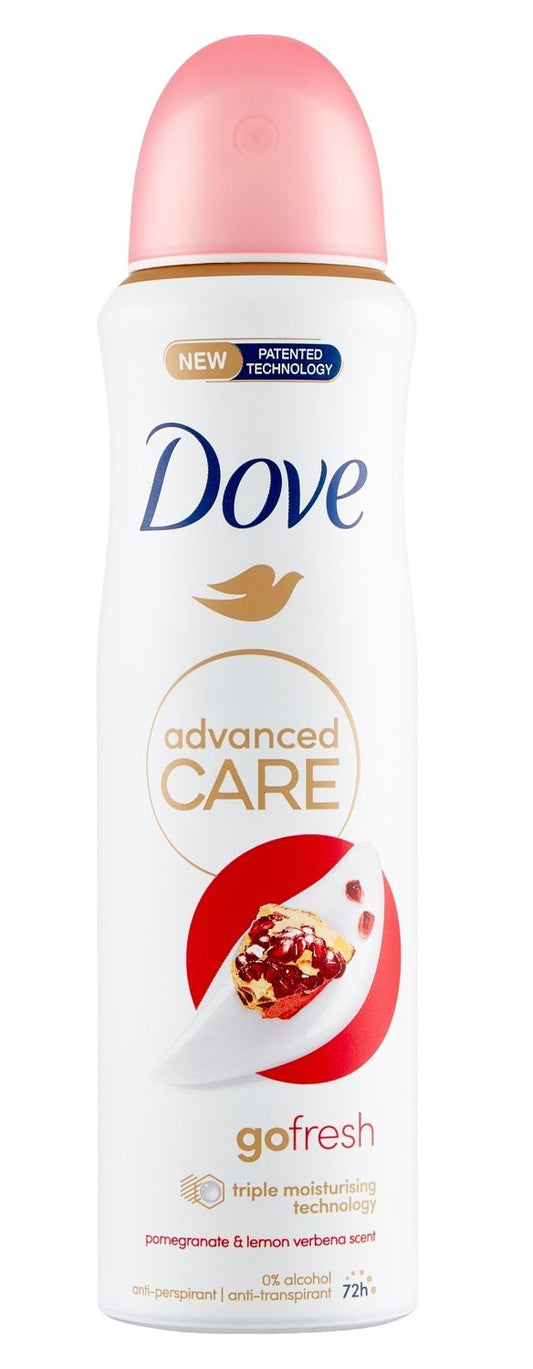 DOVE ADVANCED CARE DEO SPRAY 150ML POMEGRANATE & LEMON VERBENA SCENT 72H