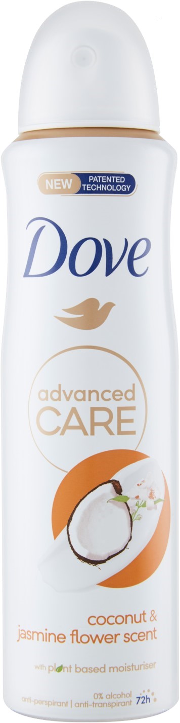 DOVE ADVANCED CARE DEO SPRAY 150ML COCONUT & JASMINE FLOWER SCENT 72H