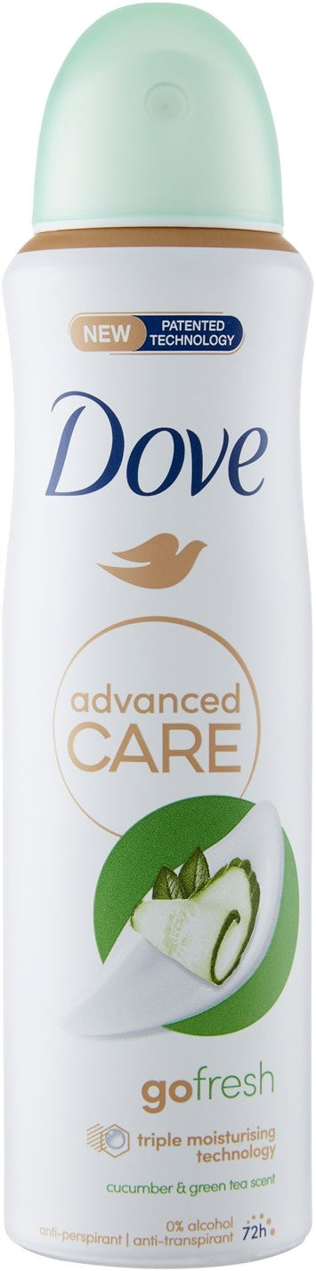 DOVE ADVANCED CARE DEO SPRAY 150ML CUCUMBER & GREEN TEA SCENT 72H